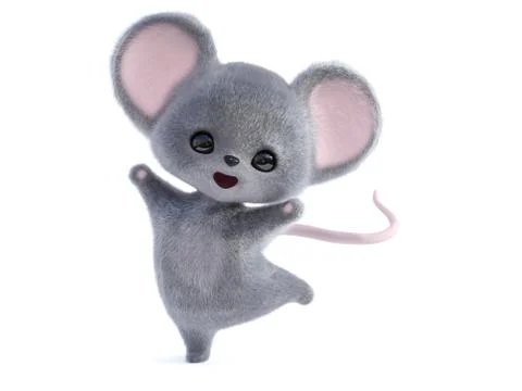 3D rendering of a cute happy mouse. Stock Illustration