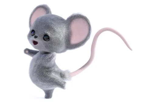3D rendering of a cute happy mouse. Stock Illustration