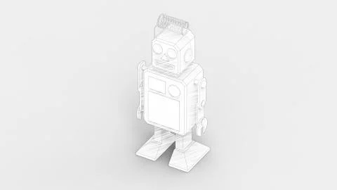 3d rendering of a cute robot isolated in a studio background Stock Illustration