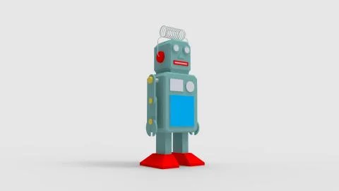 3d rendering of a cute robot isolated in a studio background Stock Illustration