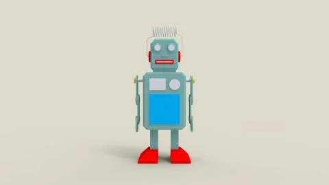 3d rendering of a cute robot isolated in a studio background Stock Illustration