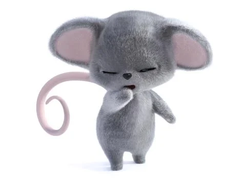 3D rendering of a cute sleepy mouse. Stock Illustration