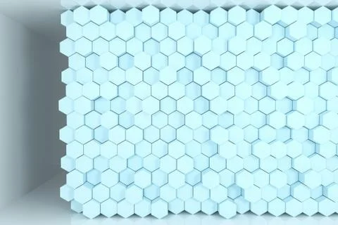 3d rendering, cyan hexagon cubes. Foto stock