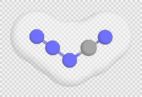 3D rendering of Cyanogen Azide over a transparent background. Stock Illustration