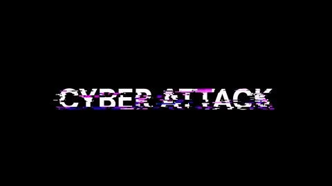 3D rendering cyber attack text with screen effects of technological glitches Stock Photos