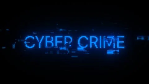 3D rendering cyber crime text with screen effects of technological glitches Stock Illustration