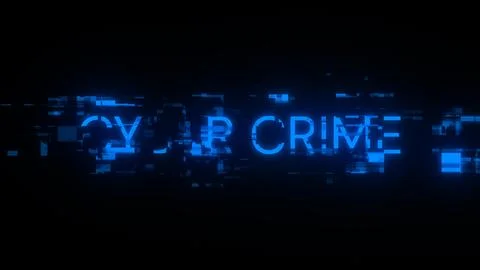 3D rendering cyber crime text with screen effects of technological glitches Stock Illustration