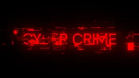 3D rendering cyber crime text with screen effects of technological glitches Stock Illustration