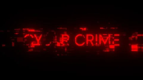 3D rendering cyber crime text with screen effects of technological glitches 스톡 일러스트