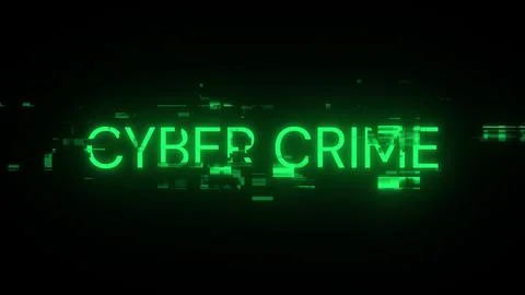 3D rendering cyber crime text with screen effects of technological glitches 스톡 일러스트