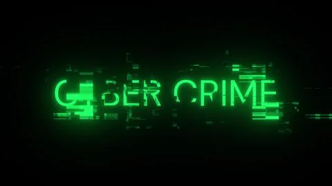 3D rendering cyber crime text with screen effects of technological glitches Stock Illustration