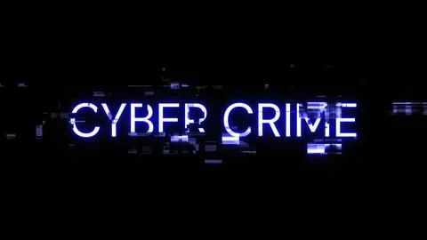 3D rendering cyber crime text with screen effects of technological glitches Stock Illustration