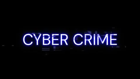 3D rendering cyber crime text with screen effects of technological glitches Stock Illustration