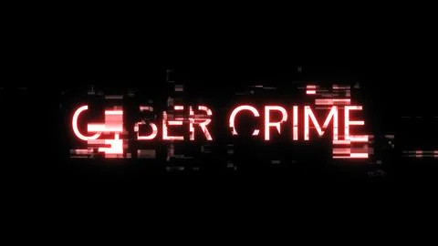 3D rendering cyber crime text with screen effects of technological glitches Stock Illustration