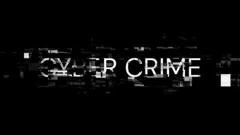 3D rendering cyber crime text with screen effects of technological glitches Stock Illustration