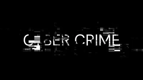 3D rendering cyber crime text with screen effects of technological glitches Stock Illustration