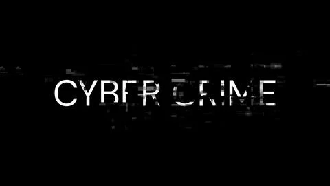 3D rendering cyber crime text with screen effects of technological glitches Stock-Illustration