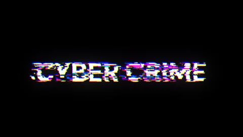 3D rendering cyber crime text with screen effects of technological glitches 스톡 일러스트