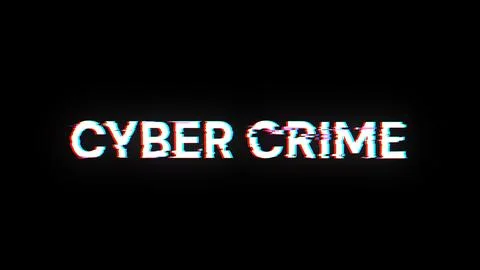 3D rendering cyber crime text with screen effects of technological glitches Stock Illustration