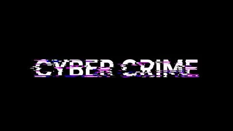 3D rendering cyber crime text with screen effects of technological glitches Stock Illustration
