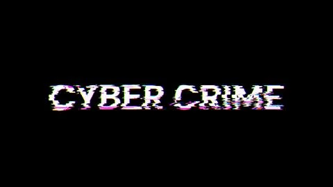 3D rendering cyber crime text with screen effects of technological glitches Stock Illustration