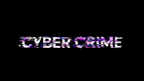 3D rendering cyber crime text with screen effects of technological glitches Stock Illustration