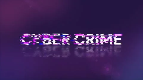 3D rendering cyber crime text with screen effects of technological glitches Stock Illustration