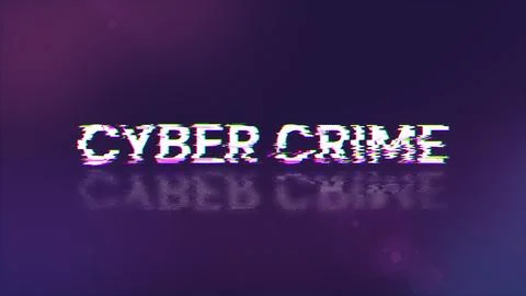 3D rendering cyber crime text with screen effects of technological glitches Stock Illustration
