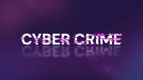 3D rendering cyber crime text with screen effects of technological glitches イラスト素材