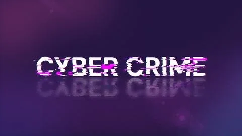 3D rendering cyber crime text with screen effects of technological glitches Stock-Illustration