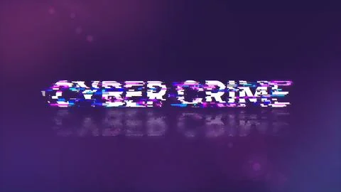 3D rendering cyber crime text with screen effects of technological glitches Stock Illustration