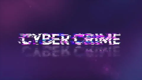 3D rendering cyber crime text with screen effects of technological glitches Stock Illustration