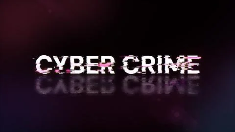 3D rendering cyber crime text with screen effects of technological glitches Stock Illustration