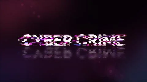 3D rendering cyber crime text with screen effects of technological glitches 스톡 일러스트