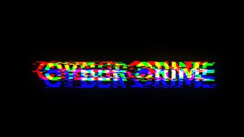 3D rendering cyber crime text with screen effects of technological glitches Stock Illustration