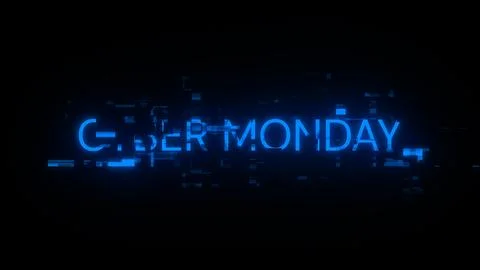 3D rendering cyber monday text with screen effects of technological glitches イラスト素材