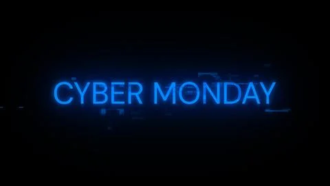 3D rendering cyber monday text with screen effects of technological glitches 스톡 일러스트