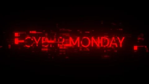 3D rendering cyber monday text with screen effects of technological glitches Stock Illustration