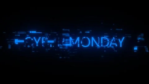 3D rendering cyber monday text with screen effects of technological glitches Stock Illustration