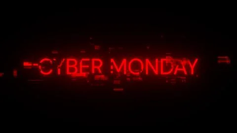 3D rendering cyber monday text with screen effects of technological glitches Stock Illustration