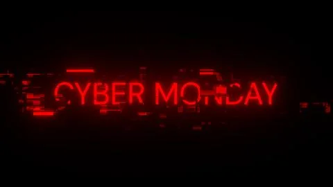 3D rendering cyber monday text with screen effects of technological glitches Stock Illustration