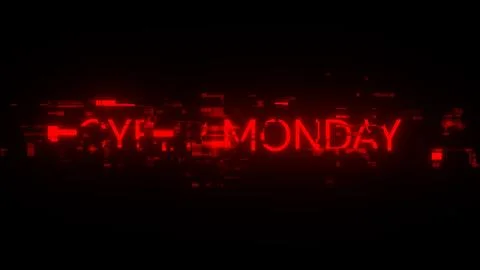 3D rendering cyber monday text with screen effects of technological glitches Stock Illustration
