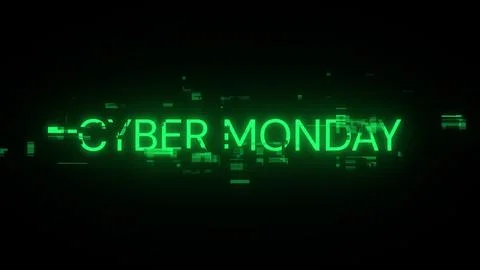 3D rendering cyber monday text with screen effects of technological glitches イラスト素材