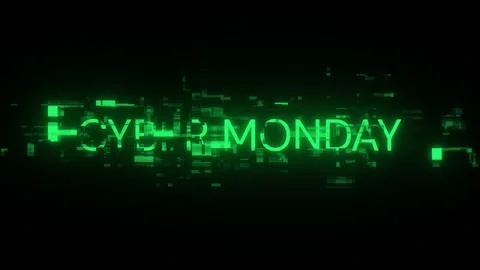 3D rendering cyber monday text with screen effects of technological glitches Illustrazione stock