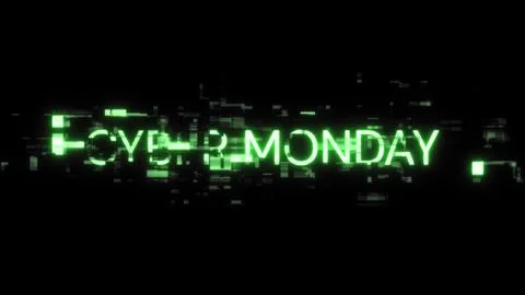 3D rendering cyber monday text with screen effects of technological glitches Stock Illustration