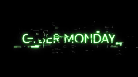 3D rendering cyber monday text with screen effects of technological glitches イラスト素材