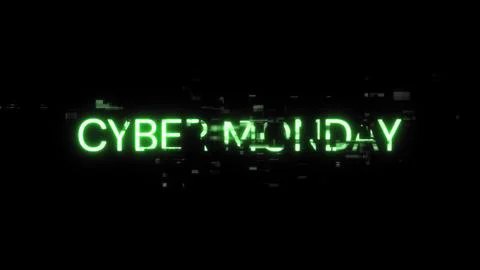 3D rendering cyber monday text with screen effects of technological glitches Stock Illustration