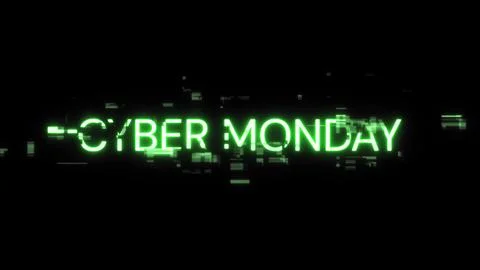 3D rendering cyber monday text with screen effects of technological glitches Stock Illustration