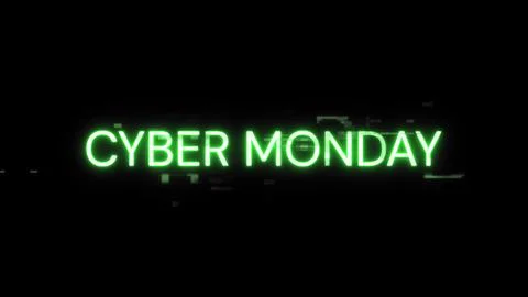 3D rendering cyber monday text with screen effects of technological glitches イラスト素材