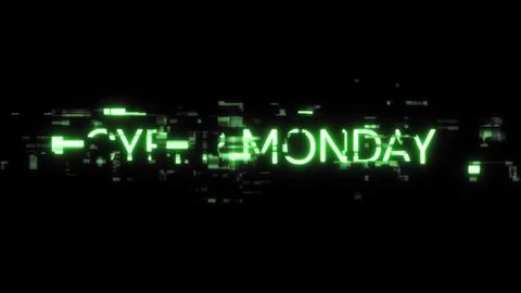 3D rendering cyber monday text with screen effects of technological glitches 스톡 일러스트